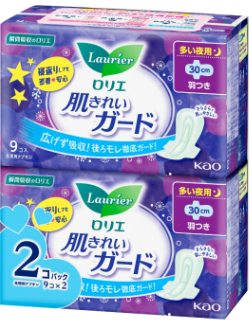 ロリエ　肌きれいガード　夜用　羽つき９個×２Ｐ