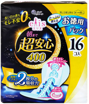 エリス　朝まで超安心４００特に心配な夜羽つき徳用１６枚