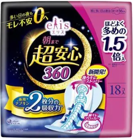 エリス　朝まで超安心３６０特に多い夜　羽つき１８枚