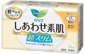 ロリエしあわせ素肌通気超スリム軽い日用１７ｃｍ羽なし３２個