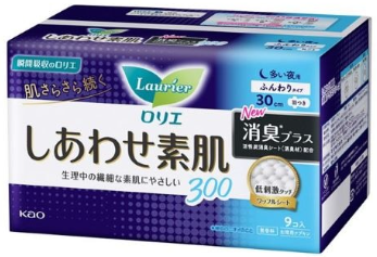ロリエ　しあわせ素肌　消臭プラス　夜用３０ｃｍ　羽つ９個