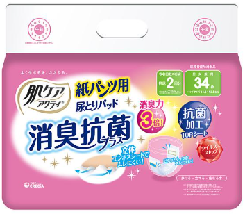 肌ケアアクティ　紙パンツ尿とりＰ消臭抗菌プラス３４枚