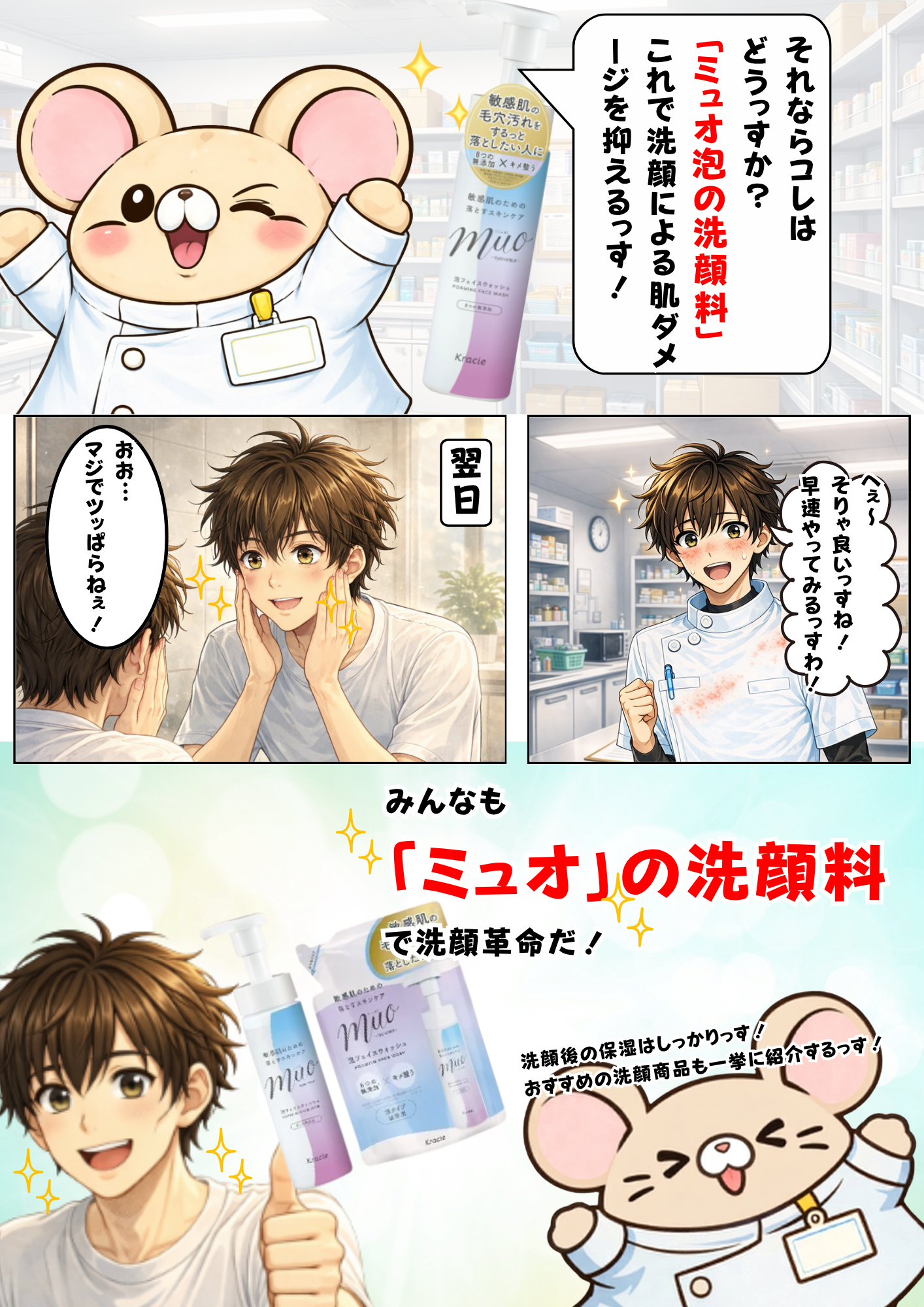 ミュオ 泡の洗顔料 導入漫画 2ページ目