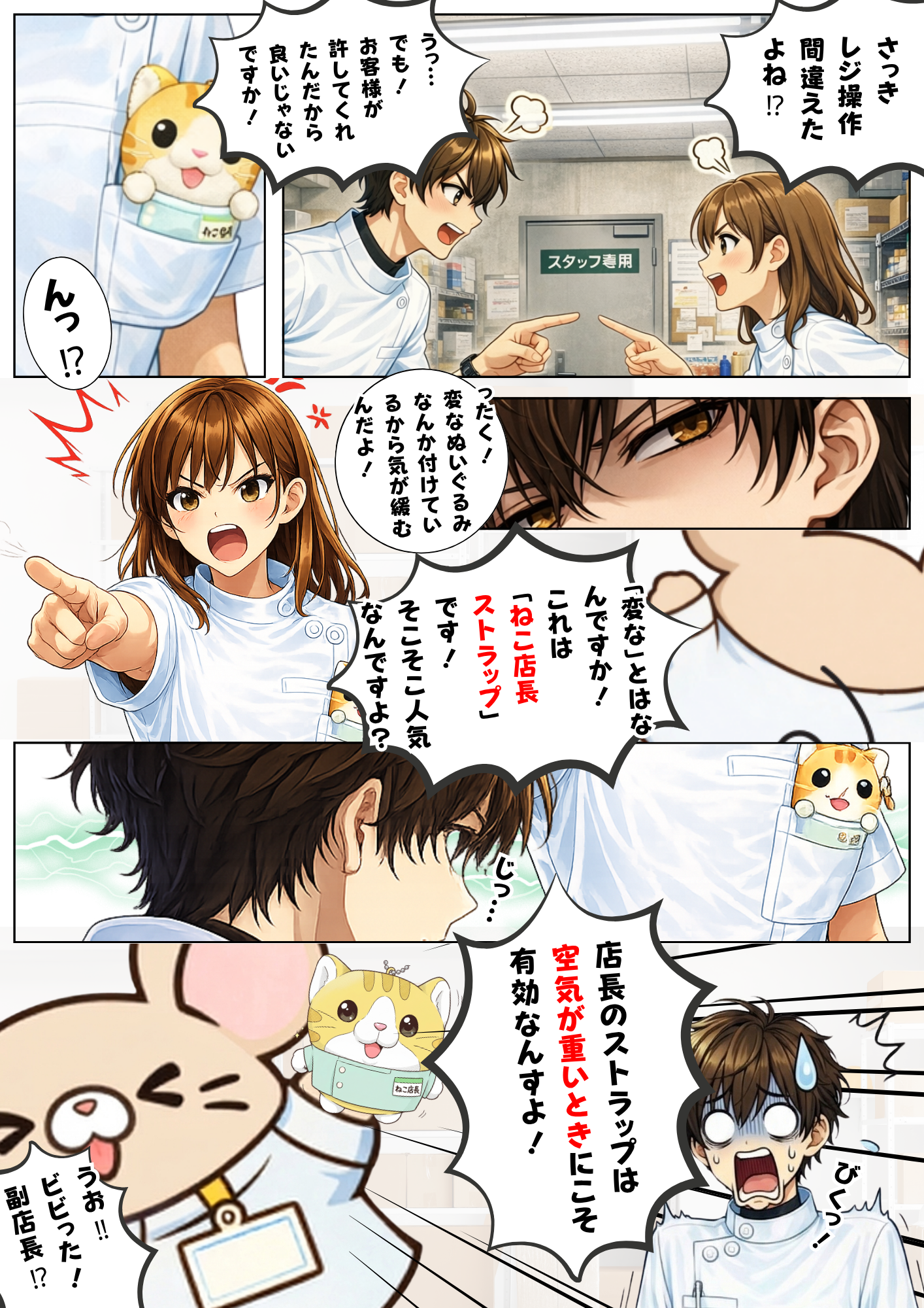 ねこ店長キーホルダー型ストラップ紹介漫画 1ページ目