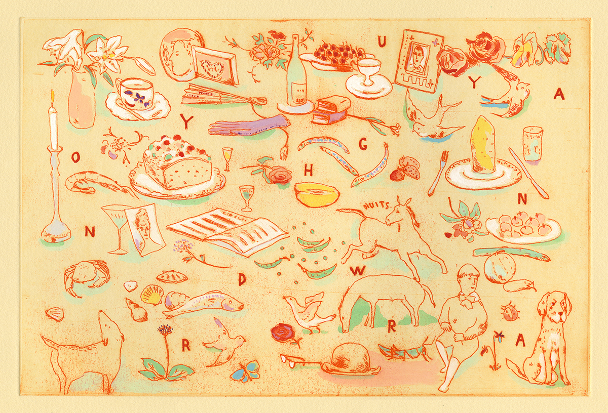 真作保証 山本容子 淀川さんの宝物 銅版画 8/50 淀川さんの宝物」版画（額付） | ドゥブル イグレック