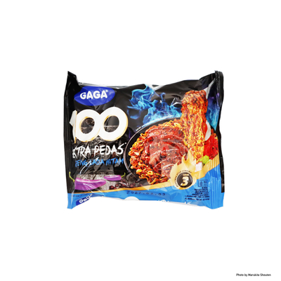 GAGA 100 Mie Goreng Extra Pedas Lada Hitam ガガ 激辛ミーゴレン 黒胡椒味