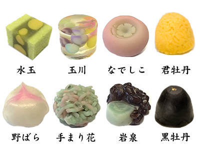 季節の上生菓子6種　君牡丹1個　黒牡丹1個　詰合せ