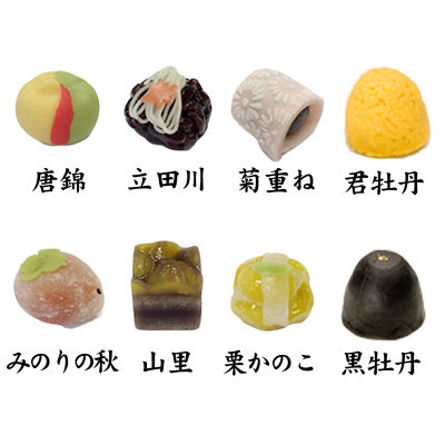 季節の上生菓子6種　君牡丹1個　黒牡丹1個　詰合せ