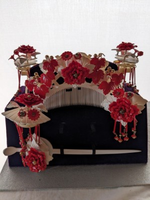 中古花嫁用赤×白かんざしセット（Wedding White＆white Kanzashi