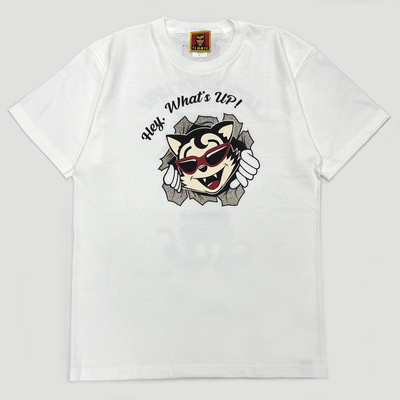TE What's up TシャツWHITE