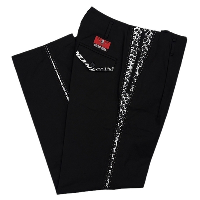 CS ヒョウ柄V切り替えしコットンパンツBK/WH