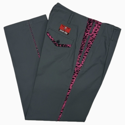 CS ヒョウ柄V切り替えしコットンパンツGR/PK