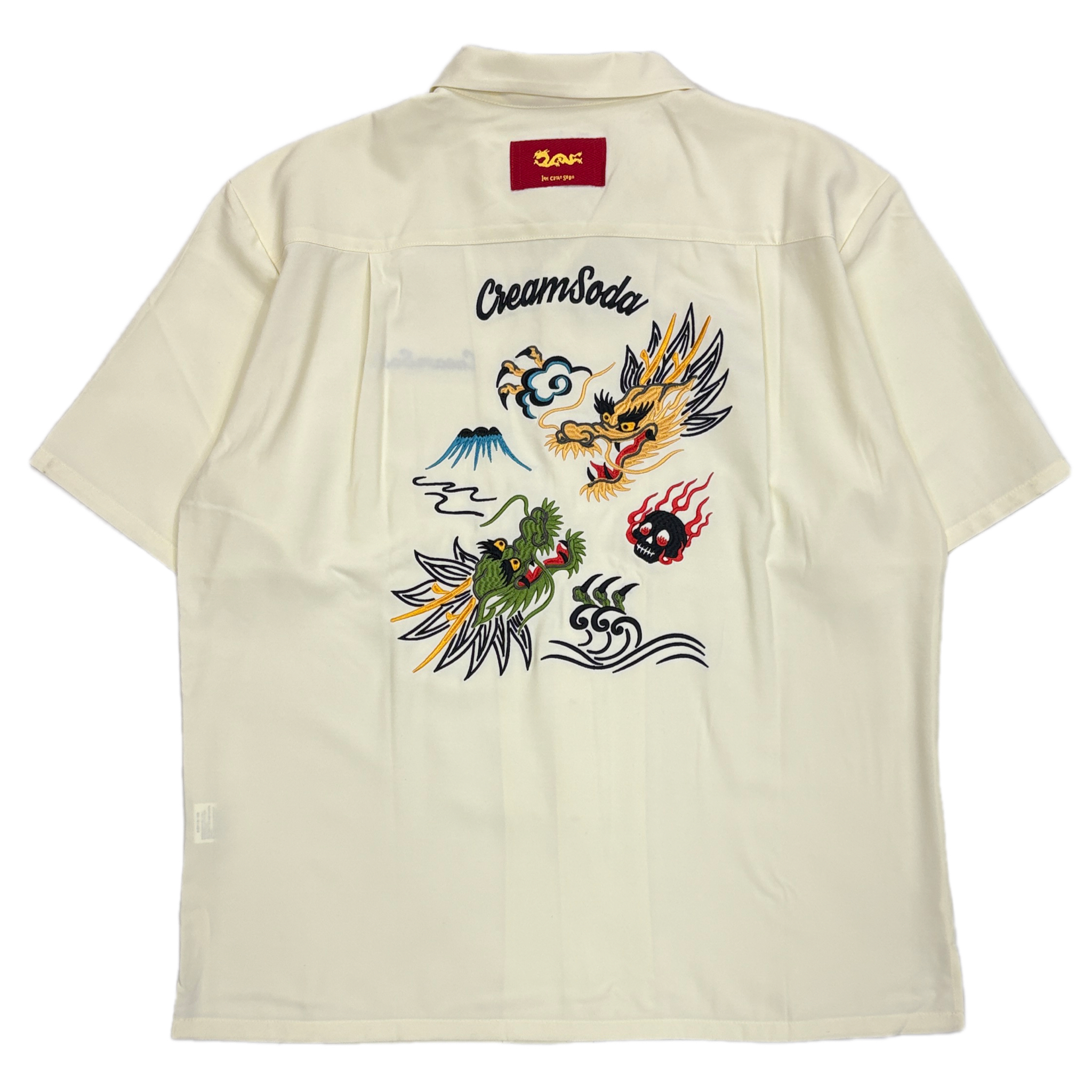 *新品タグ付* OZZCROCEドラゴン刺繍 シースルーシャツ CS 双龍刺繍シャツIVORY | ピンクドラゴン
