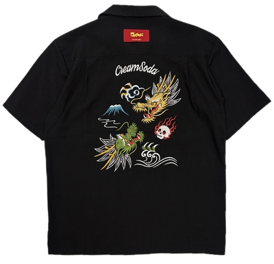 CS 双龍刺繍シャツBLACK