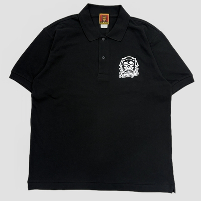 TE ポロシャツ フェイス＆ロゴBLACK