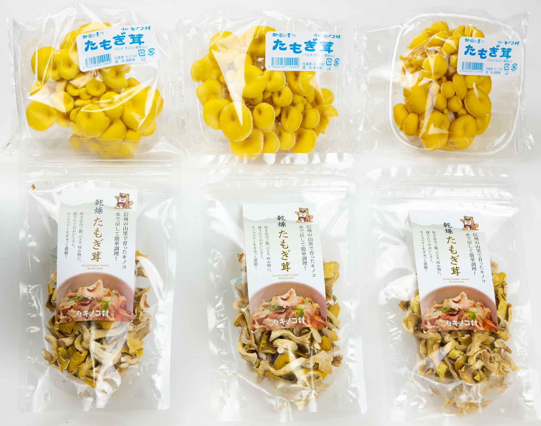 たもぎ茸セット（フレッシュキノコ3袋＋乾燥品3袋セット） | キノコ村