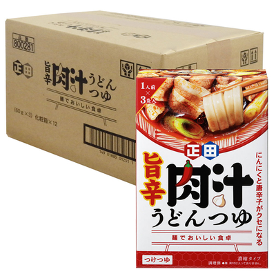 麺でおいしい食卓　旨辛肉汁うどんつゆ60g小袋　3食&times;12箱