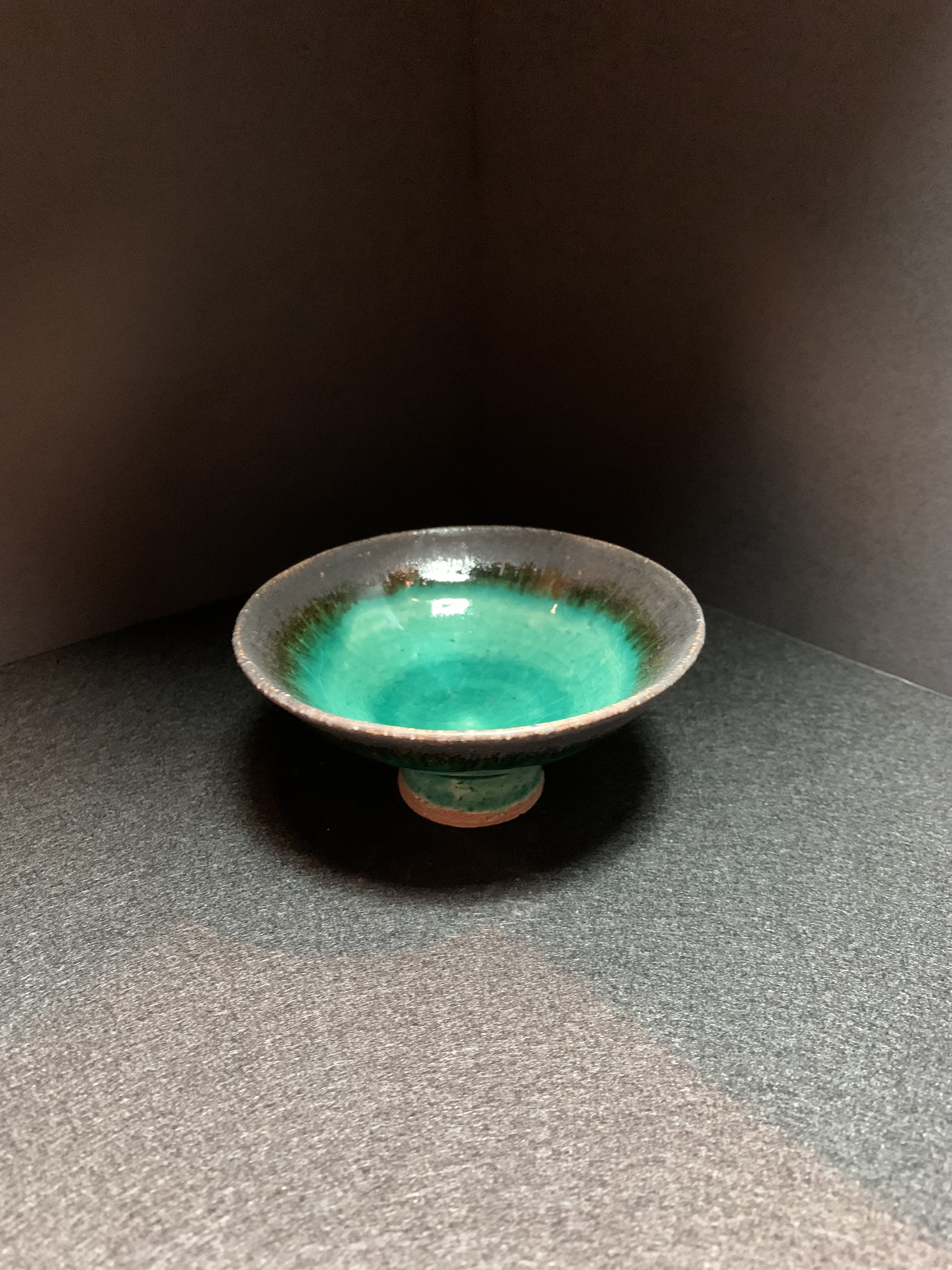 bluesky 珉平焼 緑釉 面取 筒盃 酒器 ぐい呑み 盃 古道具 bluesky 珉平焼 緑釉 面取 筒盃 酒器 ぐい呑み 盃 古道具