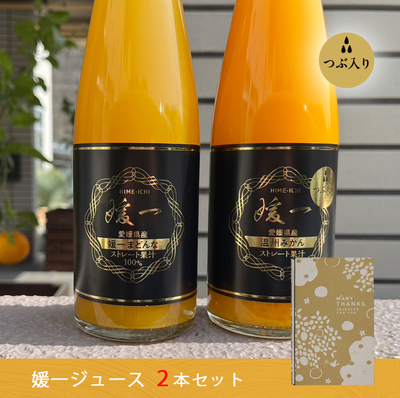 【媛一ジュース(まどんな+つぶ入りみかん) 2本セット】小林 愛媛県西宇和産100％ストレートジュース お中元 御中元