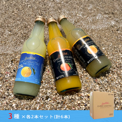 【10周年特別価格!!】【スパークリングジュース 6本セット】 (えひめみかん・河内晩柑・日向夏 各2本) お中元 御中元 みかん ジュース ギフト