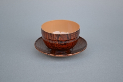 欅 だるま形くみ出し椀（茶托付）湯のみ