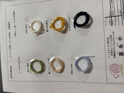 コットン４０％ウール60％１２番双糸１枚　糸見本