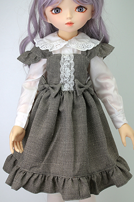 乙姫ドール用　千鳥格子柄ジャンドレ　ブラウン