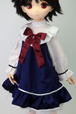 乙姫ドール用　Aラインワンピ　ネイビー