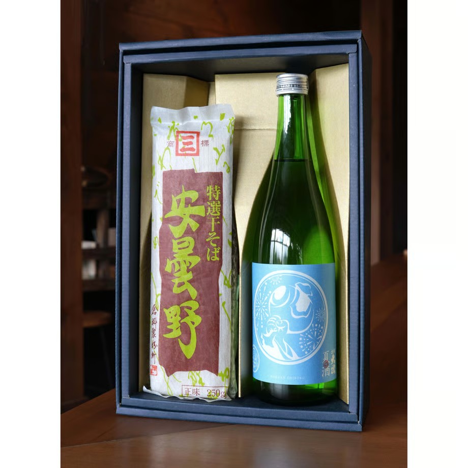 北安大國の夏酒と倉科製粉所の干そば安曇野 ギフトセット