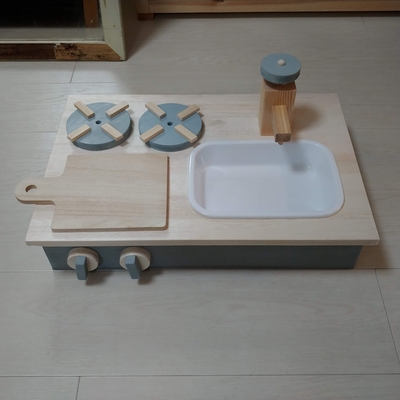 卓上ままごとキッチン　ブルーグレイ色