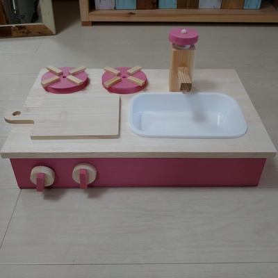 卓上ままごとキッチン　ベビーピンク色