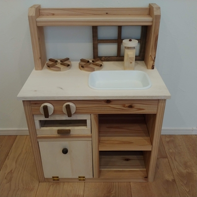 スタンドままごとキッチン　新型　ウォルナット色　