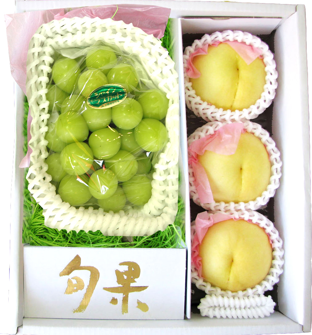 虹〜紫陽花⭐️　山葡萄ジュース・山葡萄玉羊羹 ２個づつセット No-008 夏ギフト 岡山白桃＆シャインセット 【出荷時期】8月上旬