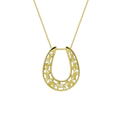 K18YG馬九行久ダイヤモンドペンダント　7579406001