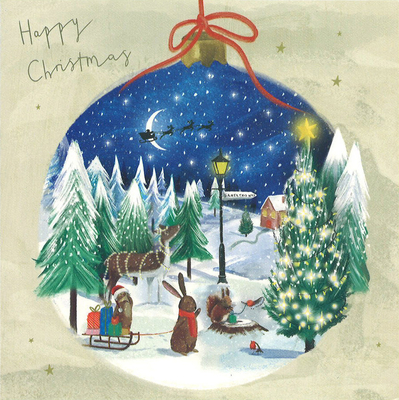 クリスマスグリーティングカード「プレゼントを運ぶ」／封筒付き（イギリス製）