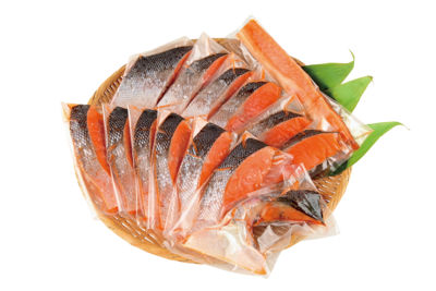 銀鮭（養殖）一夜干し半身切身（真空包装）　化粧箱入