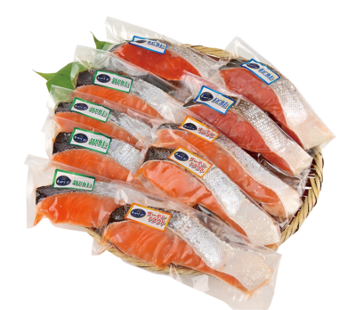 当社オリジナル新潟加工　東洋わかしおブランド鮭三昧（真空包装）化粧箱入