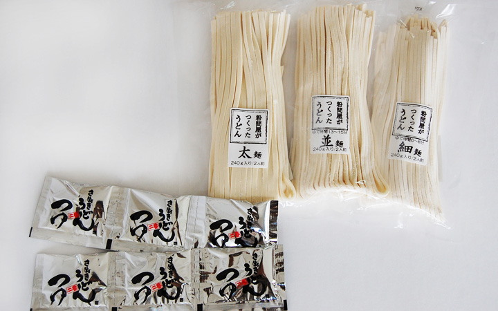 粉問屋が作ったうどん 3つの食感<細・並・太>食べ比べセット