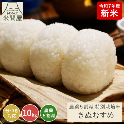 令和7年産 新米 農薬5割減 きぬむすめ｜減農薬 特別栽培（玄米 白米 分づき米）10kg(5kg×2袋) 静岡県産 送料無料 ※精米の際、内容量がヌカの分だけ目減り致します。(白米で約1割)