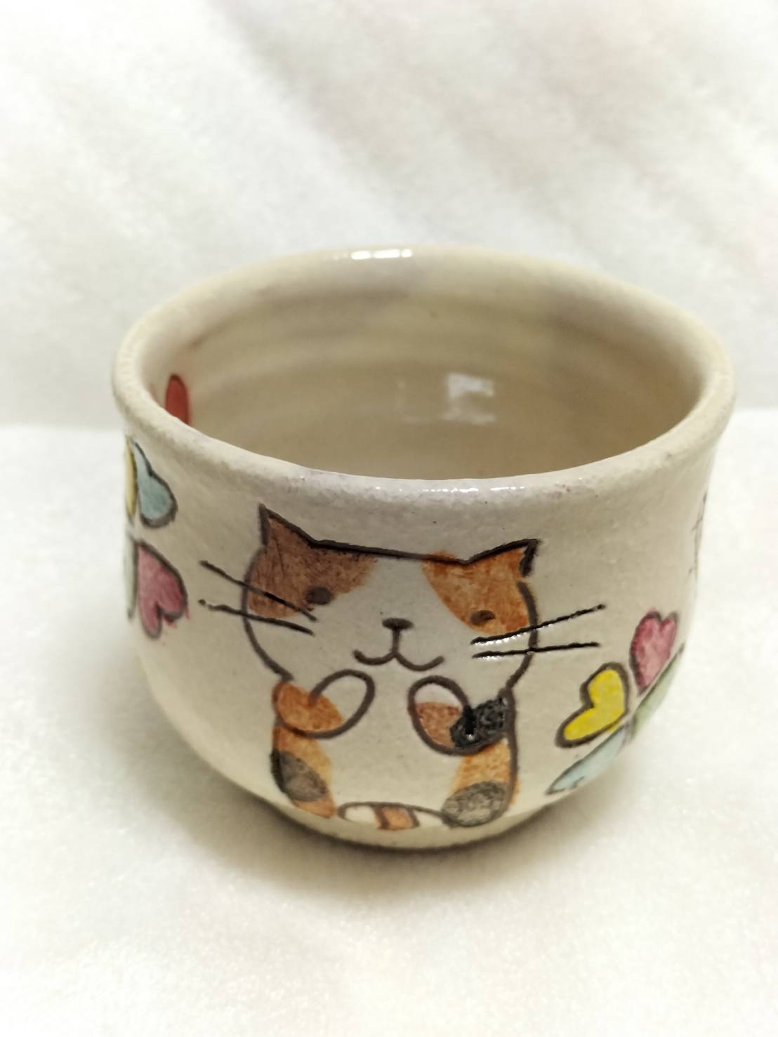 ねこ田商店 美野里焼 平瀬マリ子 ぐい呑み 猫と四つ葉