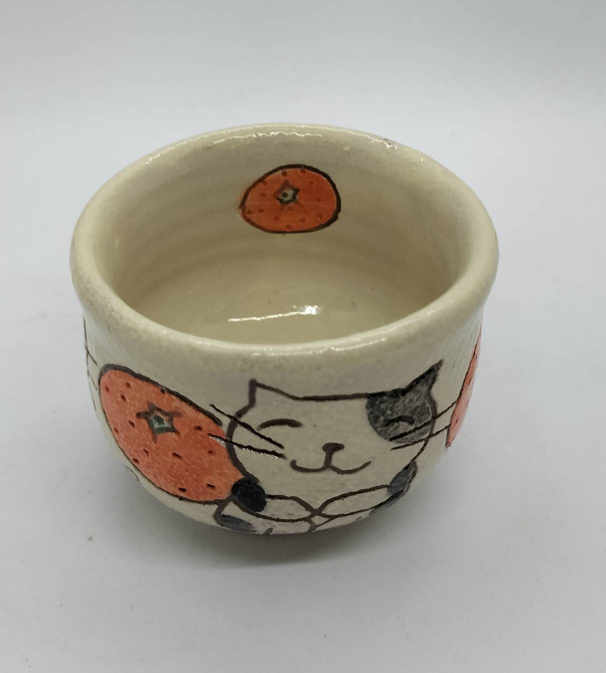 ねこ田商店 美野里焼き 平瀬マリ子 ぐい吞み 猫とみかん