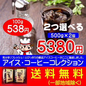 2つ選べるアイスコーヒーコレクション  500g&times;2個セット  合計 1kg 【送料無料】