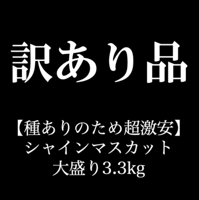 【訳あり・種あり】家庭用シャインマスカット3.3kg超激安販売【2026年シーズン限定商品】※商品説明欄必読