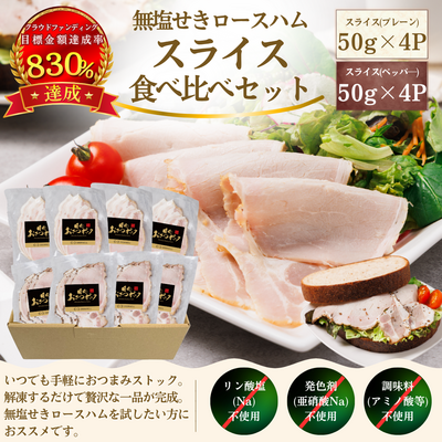 【送料無料】おさつポーク無塩せきロースハム　食べ比べセット