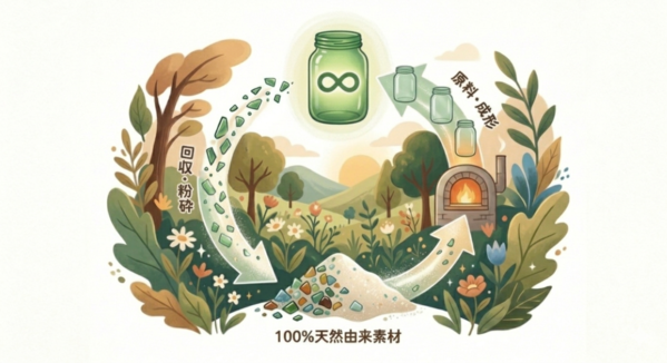 ガラス素材が循環しているエコなイラスト