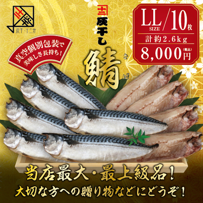 【サバ LLサイズ 10枚セット】灰干し・十二分　