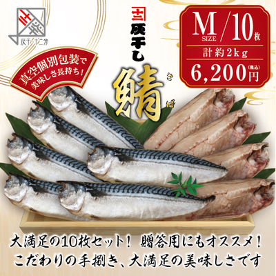 【サバ Mサイズ 10枚セット】灰干し・十二分　