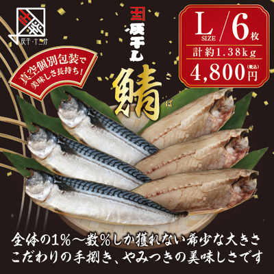 【サバ Lサイズ 6枚セット】灰干し・十二分　
