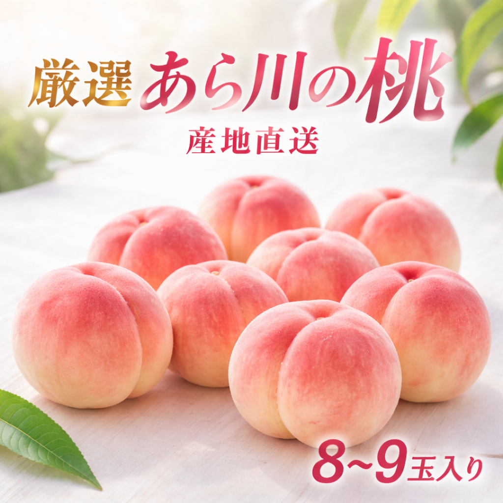特選中箱 8~9玉入 (約2.7㎏) | あら川第一桃生産組合