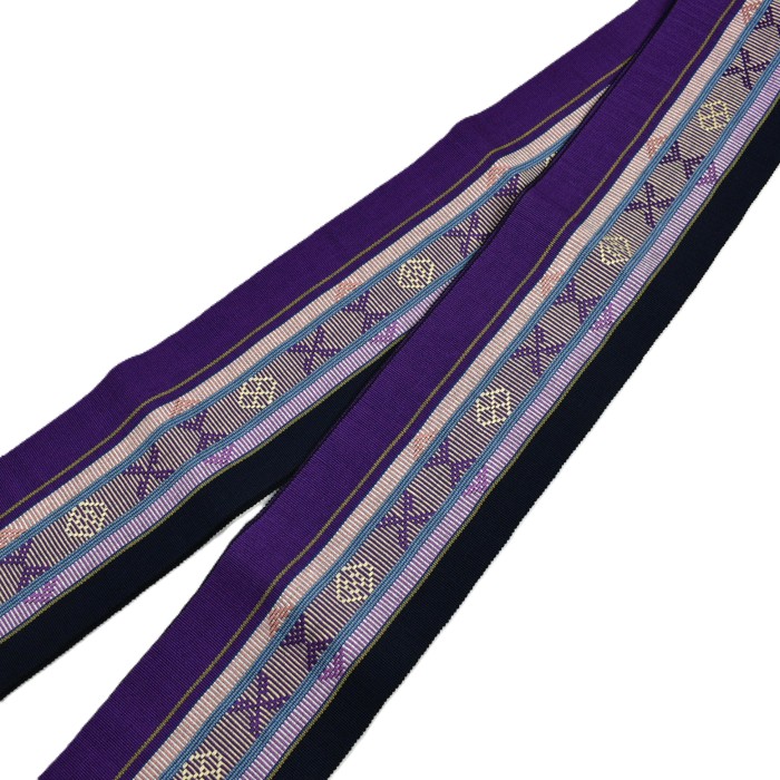 希少 ♪ 本場琉球 沖縄県 読谷山ミンサー グーシー花織 半幅帯♪ 黒 希少 ♪ 本場琉球 沖縄県 読谷山ミンサー グーシー花織 半幅帯♪ 黒